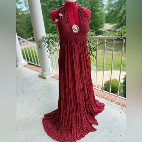 free people burgundy dress Free People Women's Rae Maxi Dress - Summer Khaki main image 1